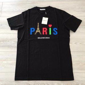 Balenciaga Paris Black Shirt Size:XL